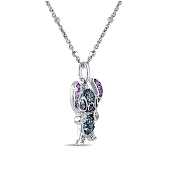 Disney Jewels Diamond Accent Lilo and Stitch Pendant in Sterling Silver