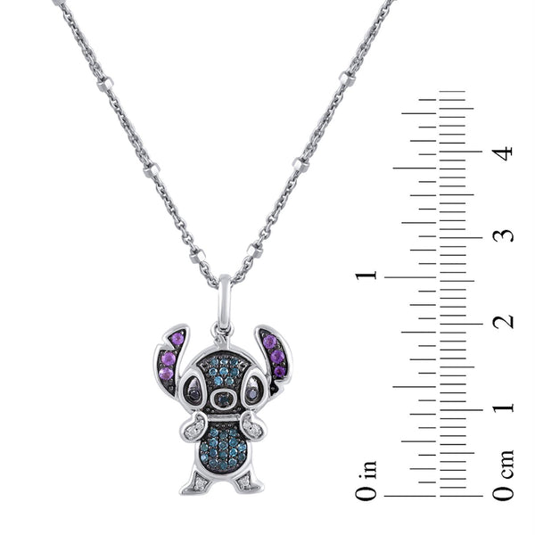 Disney Jewels Diamond Accent Lilo and Stitch Pendant in Sterling Silver
