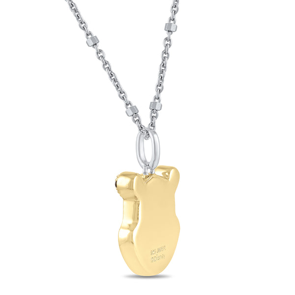 Disney Jewels Citrine, Garnet and Diamond Winnie The Pooh Pendant in Sterling Silver