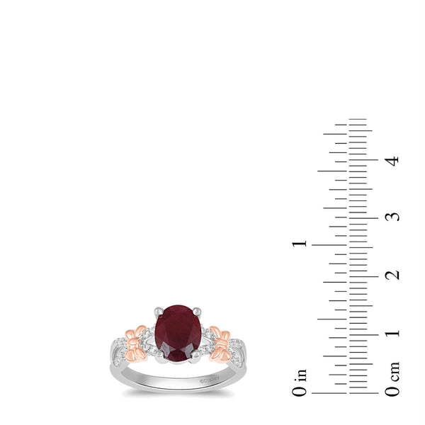 Disney Created Ruby and Diamond Minnie Mouse Ring in Sterling Silver