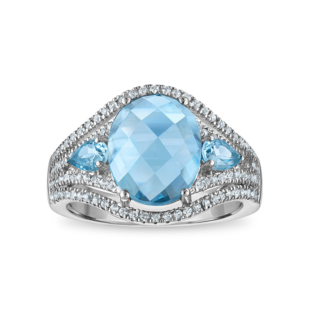 Blue Spinel and White Sapphire Ring in Sterling Silver