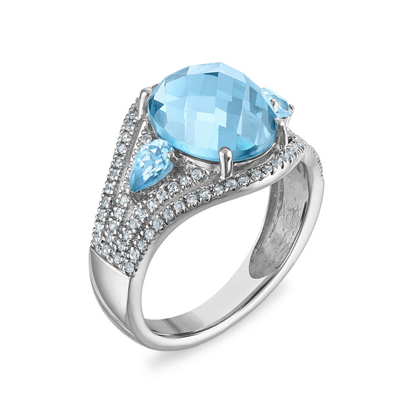 Blue Spinel and White Sapphire Ring in Sterling Silver