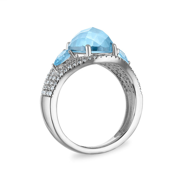 Blue Spinel and White Sapphire Ring in Sterling Silver