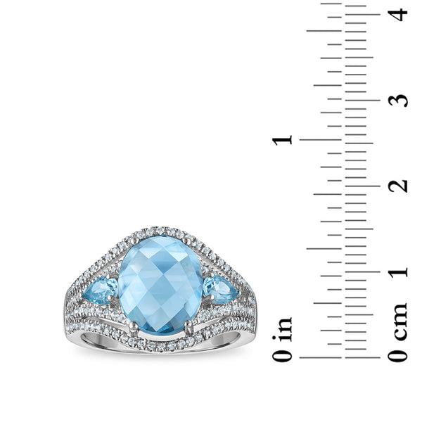Blue Spinel and White Sapphire Ring in Sterling Silver