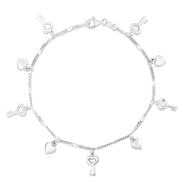 Hearts & Symbols Anklet in 925 Silver