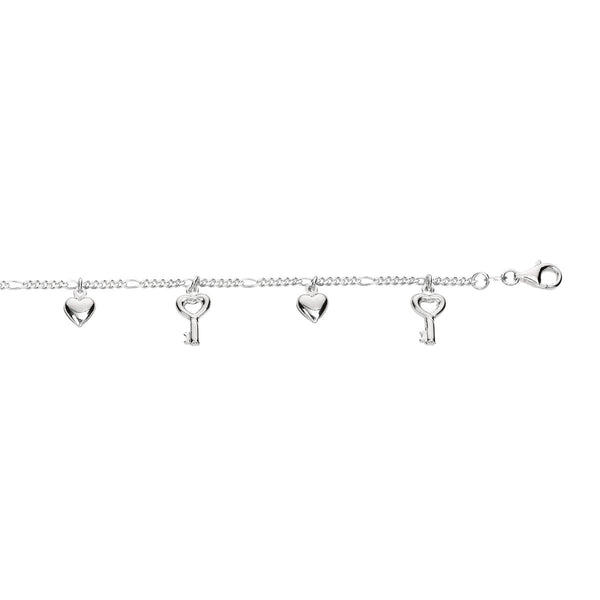 Hearts & Symbols Anklet in 925 Silver