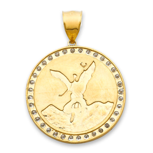 10KT Yellow Gold 36X26MM Centenario-Inspired Charm Pendant. Chain Not Included