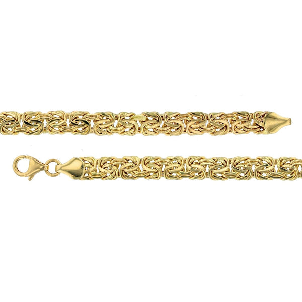 10KT Yellow Gold 7.25-inch 5.3MM Flat Byzantine Bracelet