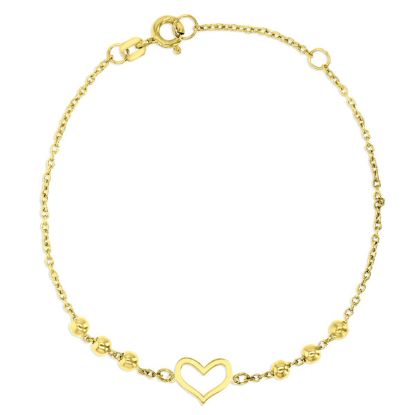 10KT Yellow Gold 7-inch Adjustable Heart Bracelet