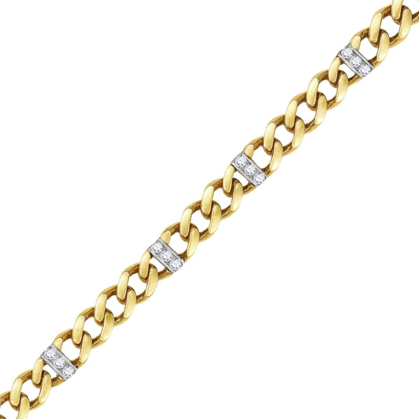 10KT Yellow Gold 8.5-inch 7MM Curb Bracelet with Cubic Zirconia
