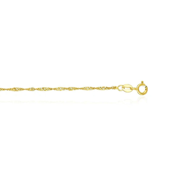 14KT Yellow Gold 18-inch 1MM Singapore Chain
