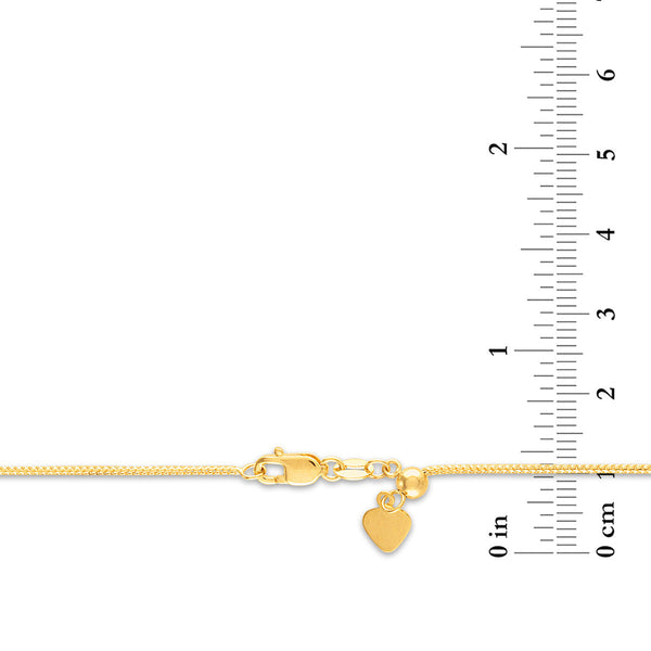 14KT Yellow Gold 22-inch 1MM Adjustable Franco Chain