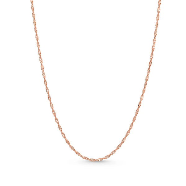 14KT Rose Gold 20-inch 1MM Singapore Chain