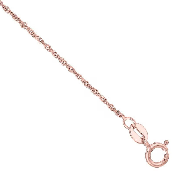 14KT Rose Gold 20-inch 1MM Singapore Chain