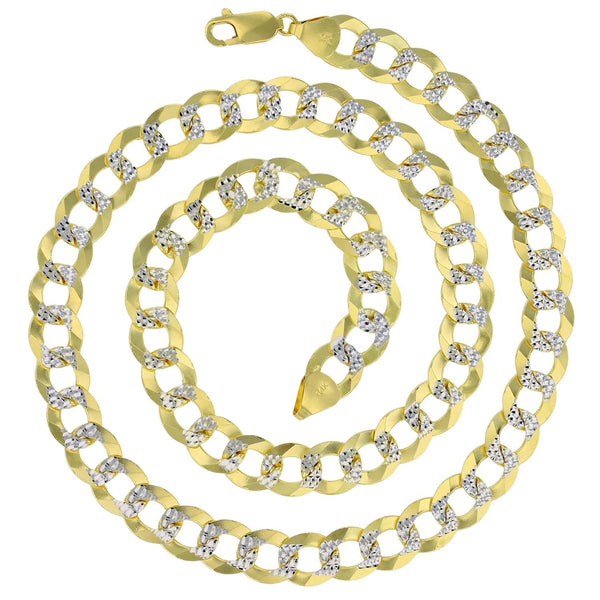14KT White and Yellow Gold 26-inch 10.5MM Cuban Link Pave Chain
