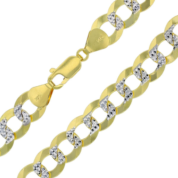 14KT White and Yellow Gold 26-inch 10.5MM Cuban Link Pave Chain