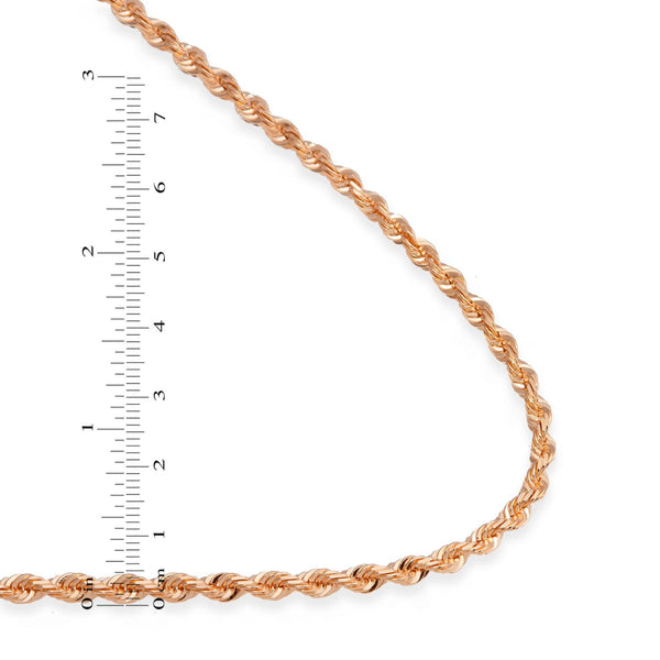 10KT Rose Gold 22-inch 3MM Solid Rope Chain