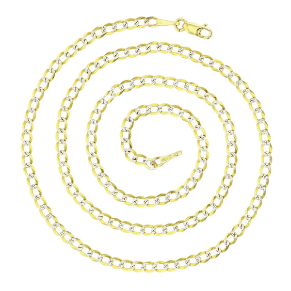 14KT White and Yellow Gold 16-inch 2.5MM Pave Curb Chain