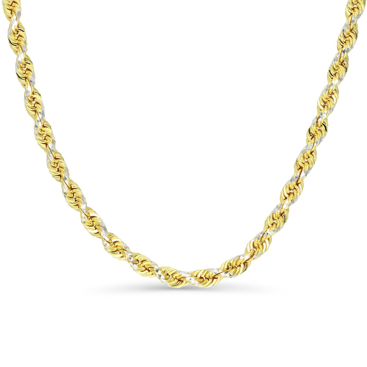 10KT Two-Tone Gold 24-inch 4MM Rope Chain