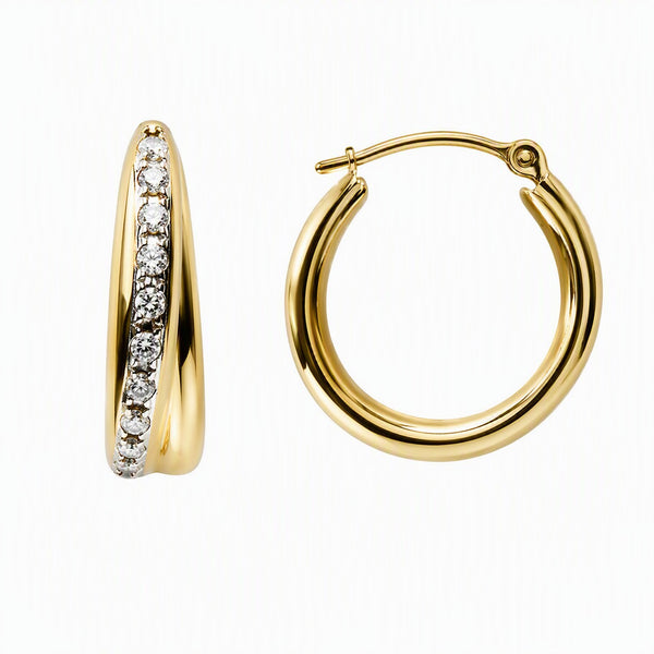 Diamond Fascination 14KT Yellow Gold 20MM Diamond Accent Hoop Earrings