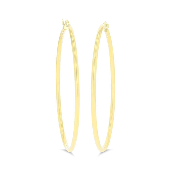 10KT Yellow Gold 2X60MM Hoop Earrings
