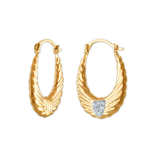Crystal Hoop Earrings in 10KT Gold