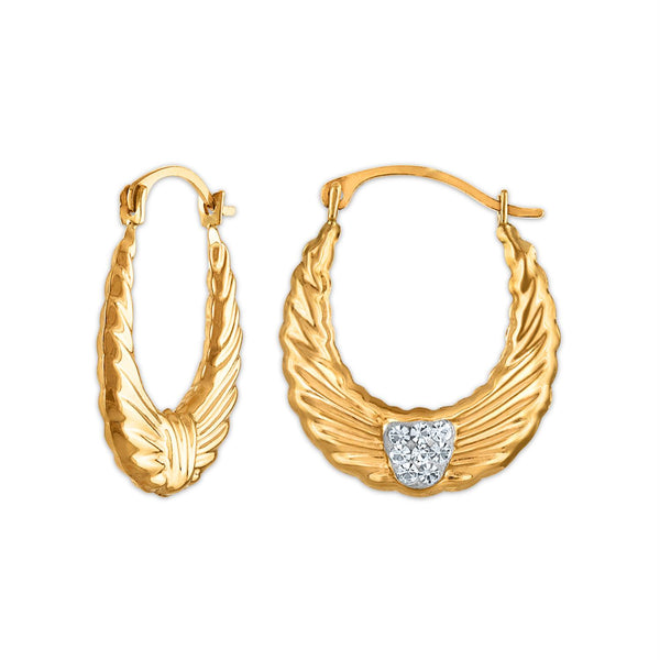 Crystal Hoop Earrings in 10KT Gold