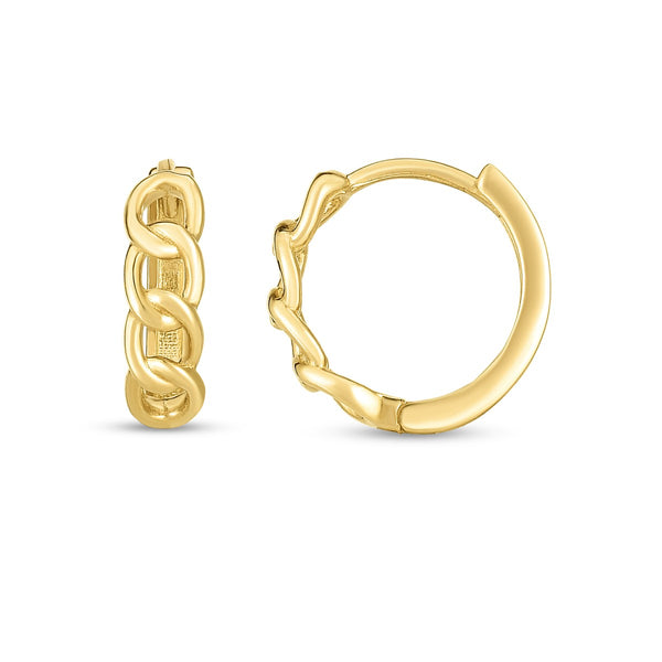 14KT Gold Cuban Link Hoop Earrings