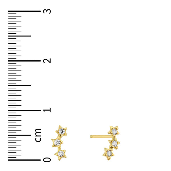 14KT Yellow Gold and Cubic Zirconia Stars Earrings