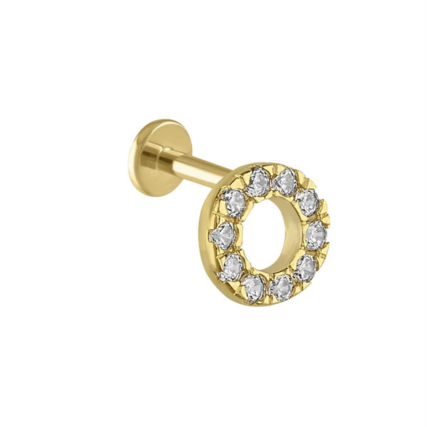 14KT Yellow Gold and Cubic Zirconia Single Circle Earring