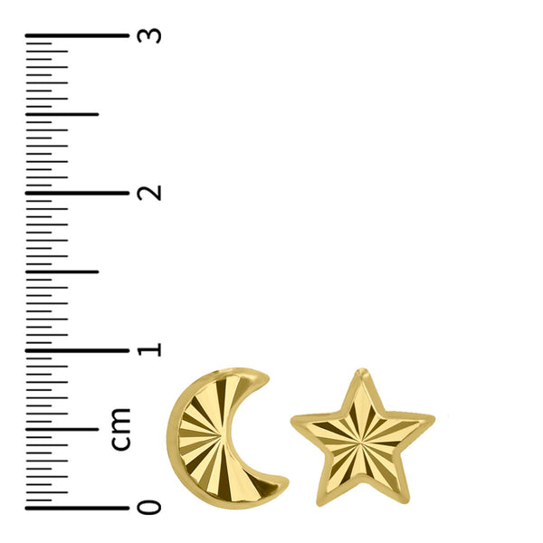 14KT Yellow Gold Moon and Star Earrings