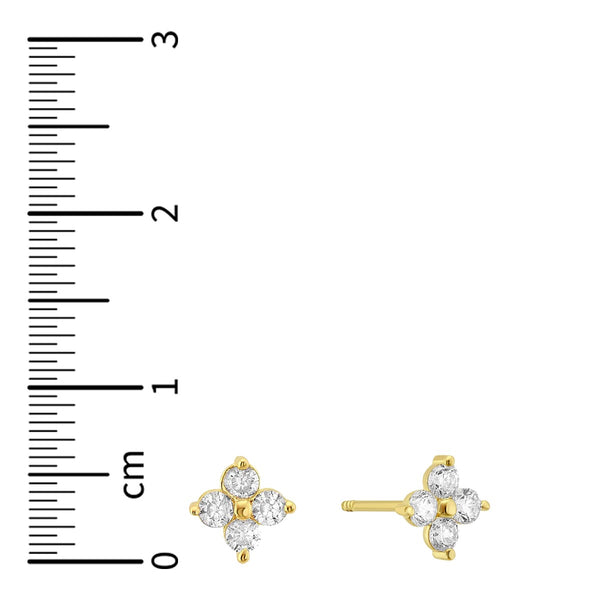 14KT Yellow Gold and Cubic Zirconia Stud Earrings