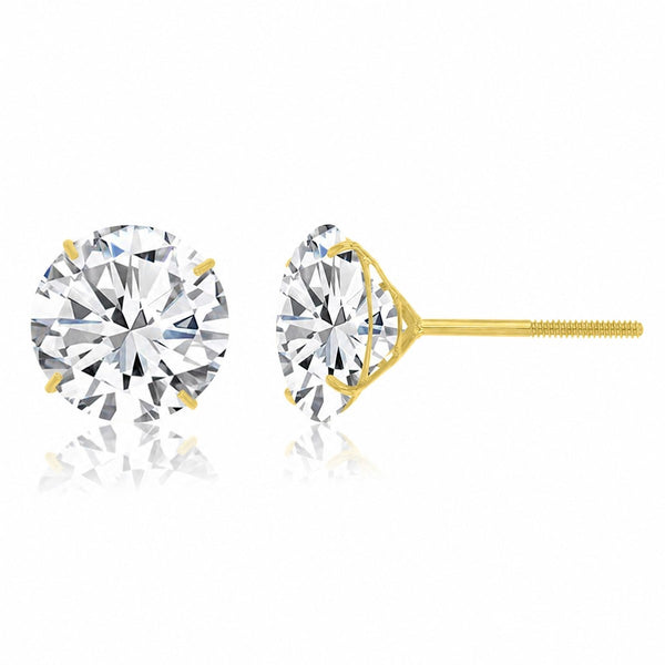 White Cubic Zirconia Stud Earrings in 10KT Gold