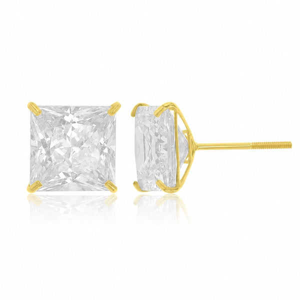 White Cubic Zirconia Stud Earrings in 10KT Gold