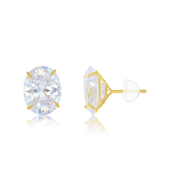 White Cubic Zirconia Stud Earrings in 10KT Gold