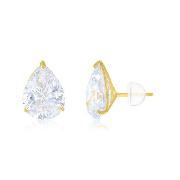 White Cubic Zirconia Stud Earrings in 10KT Gold