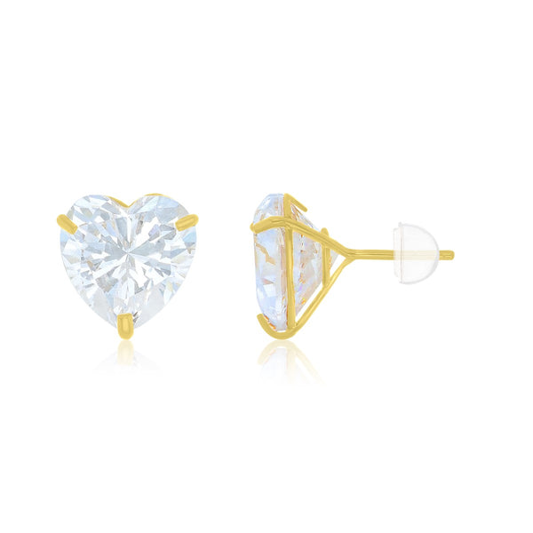 White Cubic Zirconia Stud Earrings in 10KT Gold