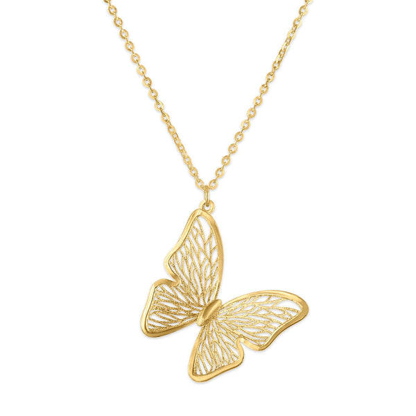10KT Yellow Gold 18-inch Butterfly Necklace