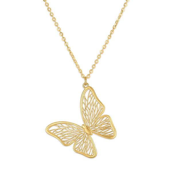 10KT Yellow Gold 18-inch Butterfly Necklace