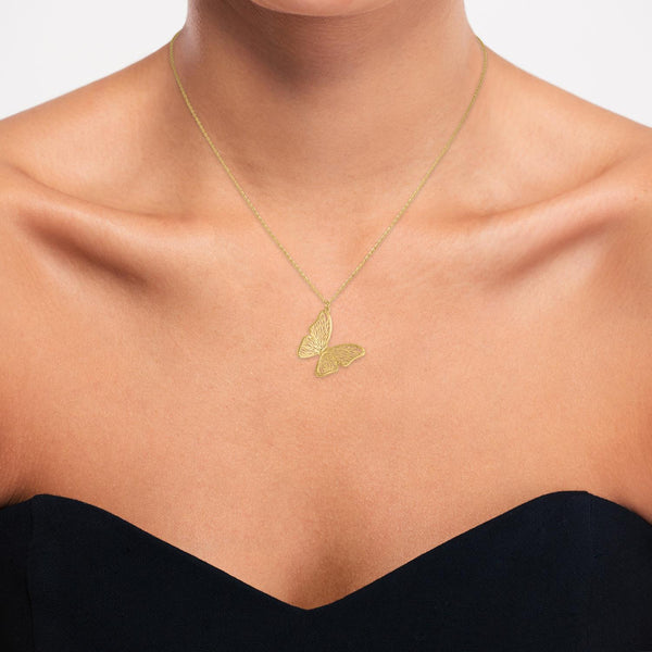10KT Yellow Gold 18-inch Butterfly Necklace