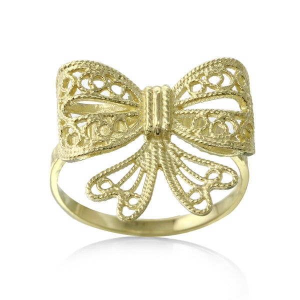 Filigree Bow Ring in 10KT Yellow Gold