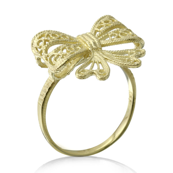 Filigree Bow Ring in 10KT Yellow Gold