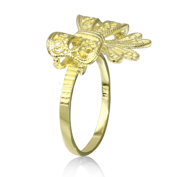 Filigree Bow Ring in 10KT Yellow Gold