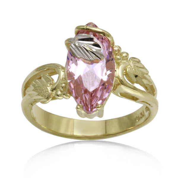 10KT Yellow Gold Cubic Zirconia Flower Ring