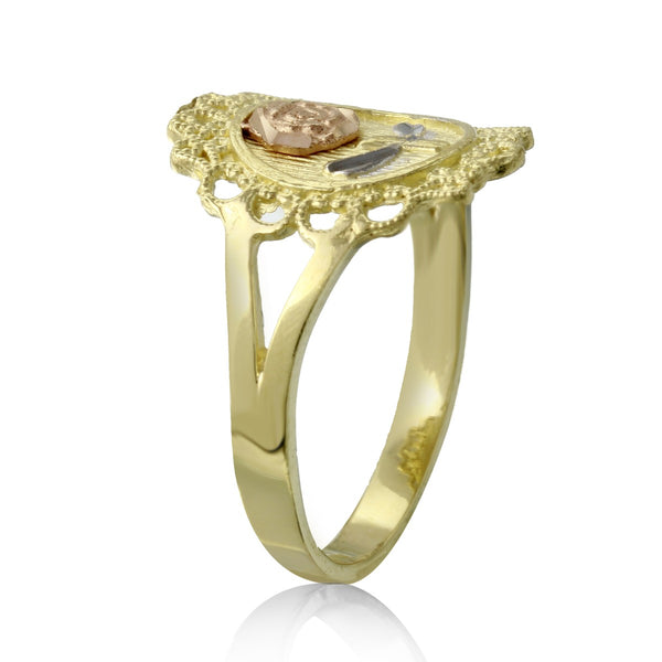10KT Tri-Color Gold Rose Ring