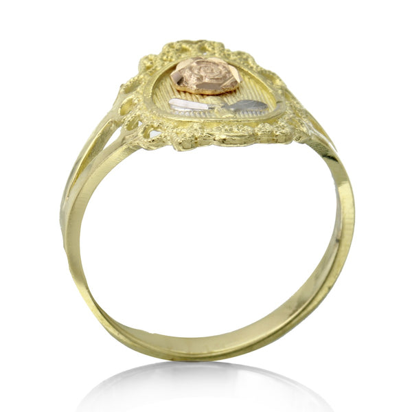 10KT Tri-Color Gold Rose Ring