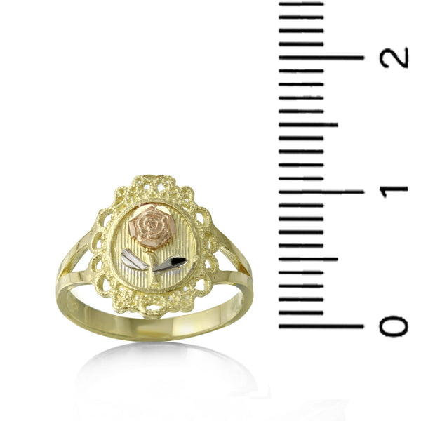 10KT Tri-Color Gold Rose Ring