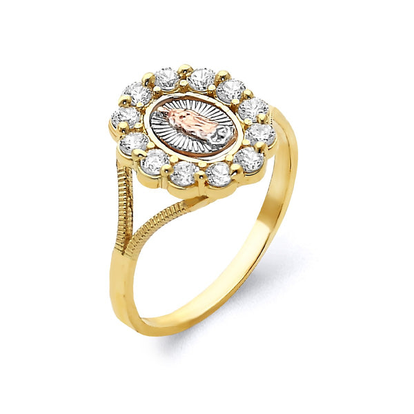 10KT Tri-Color Gold and Cubic Zirconia Guadalupe Ring