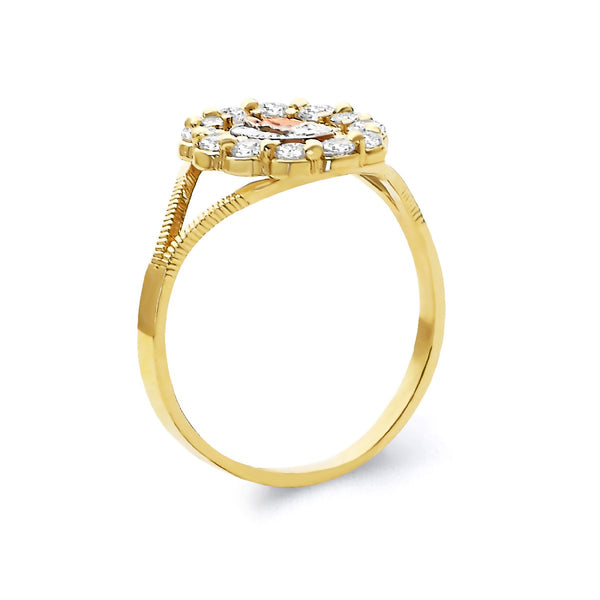 10KT Tri-Color Gold and Cubic Zirconia Guadalupe Ring