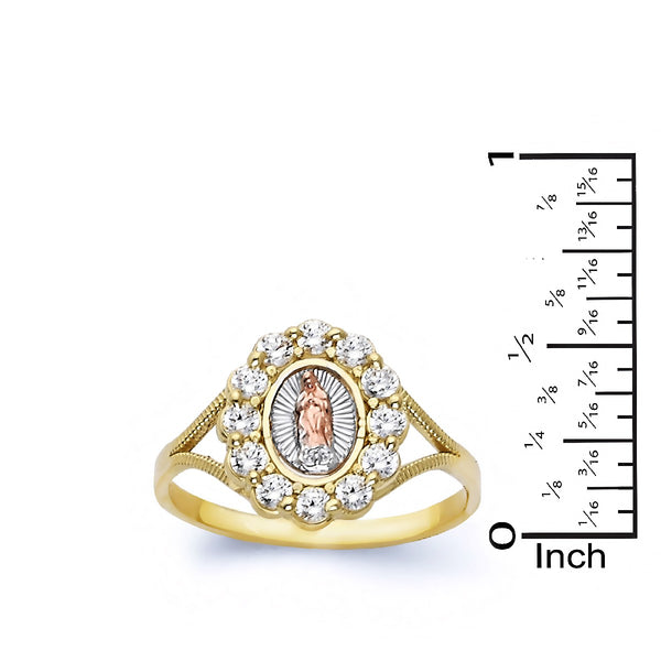 10KT Tri-Color Gold and Cubic Zirconia Guadalupe Ring